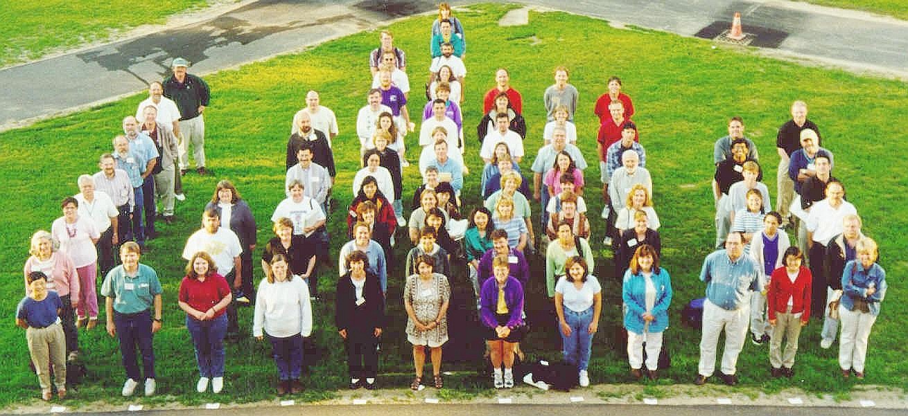 Class of 1998 aerial group photo on the Bowdoin College lawn